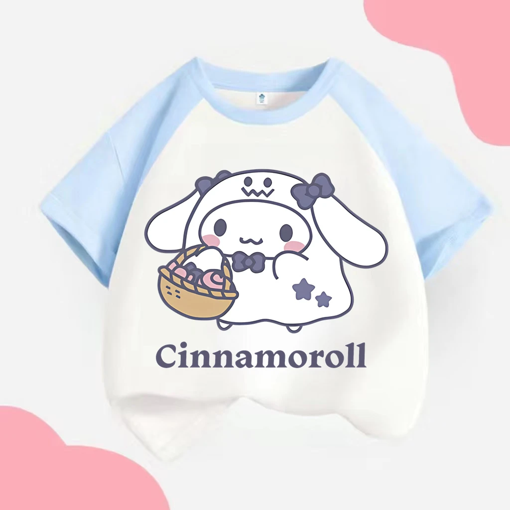 可爱夏季女童短袖纯棉衣服t恤玉桂狗拼肩上衣美乐蒂洋气潮ins洋气