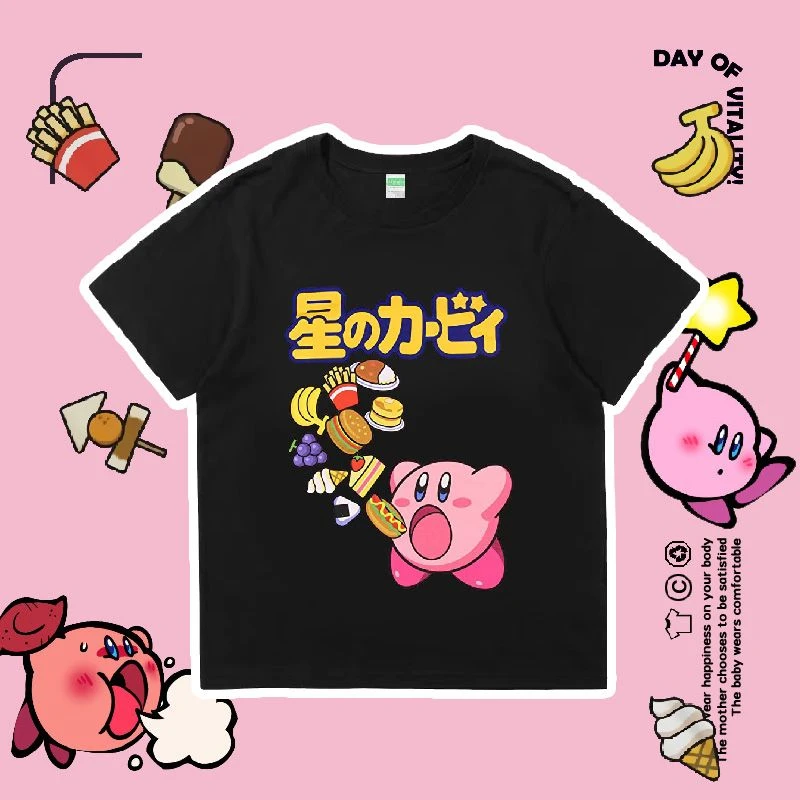 新款星之卡比衣服儿童短袖男女童夏装中大童夏季纯棉印花薄款上衣