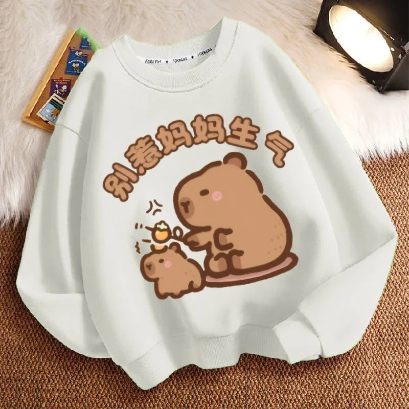 卡皮巴拉水豚君春秋冬新款男女小中大儿童卫衣上衣圆领长袖潮卫衣