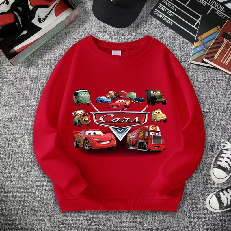 男童赛车总动员全员联名闪电麦昆卫衣长袖卡通红色儿童秋冬上衣潮