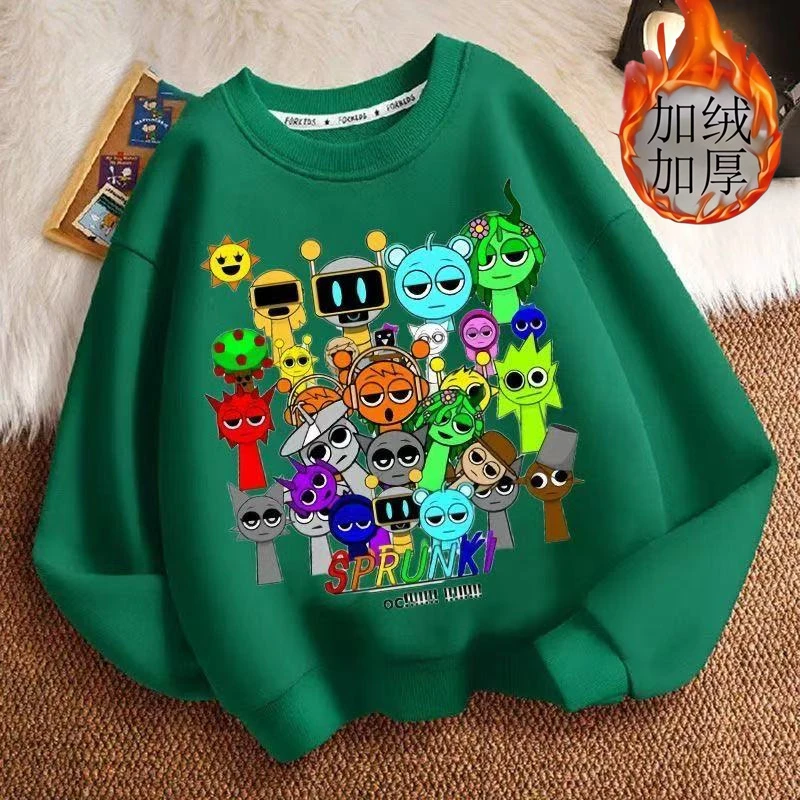 儿童卫衣2025新款 Sprunki节奏盒子音乐游戏周边衣服洋气加绒上衣