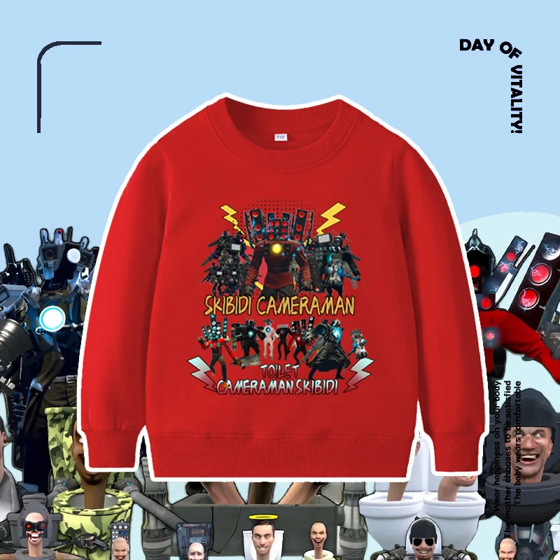 终极泰坦音响人监控人衣服卫衣t恤儿童秋季童装电视人印花半袖