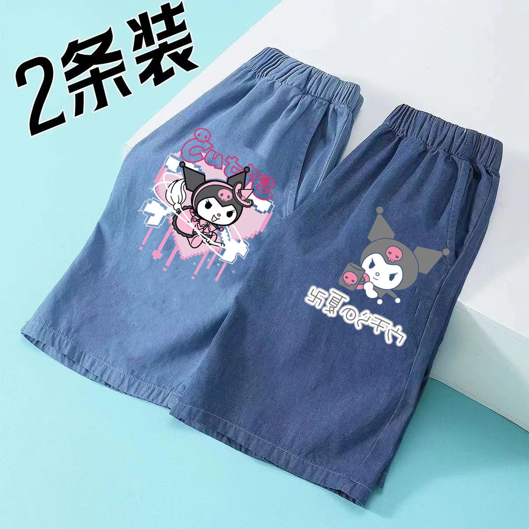 夏季新款女童短裤外穿星黛露裤子夏季仿牛仔裤中大童五分裤运动裤