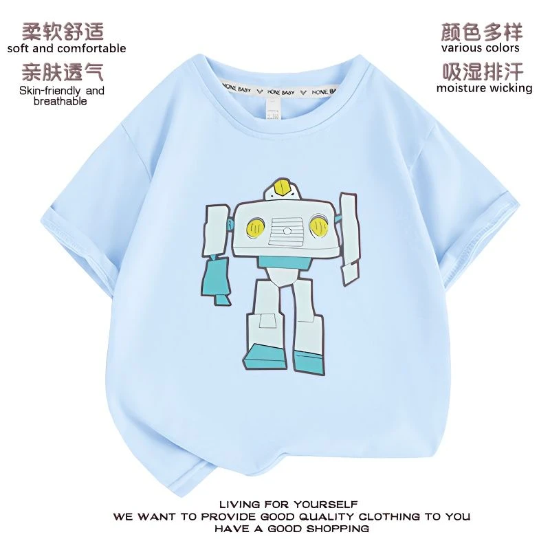 咖宝蛋神短袖儿童纯棉T恤动漫印花衣服夏季小童上衣学生卡宝车神
