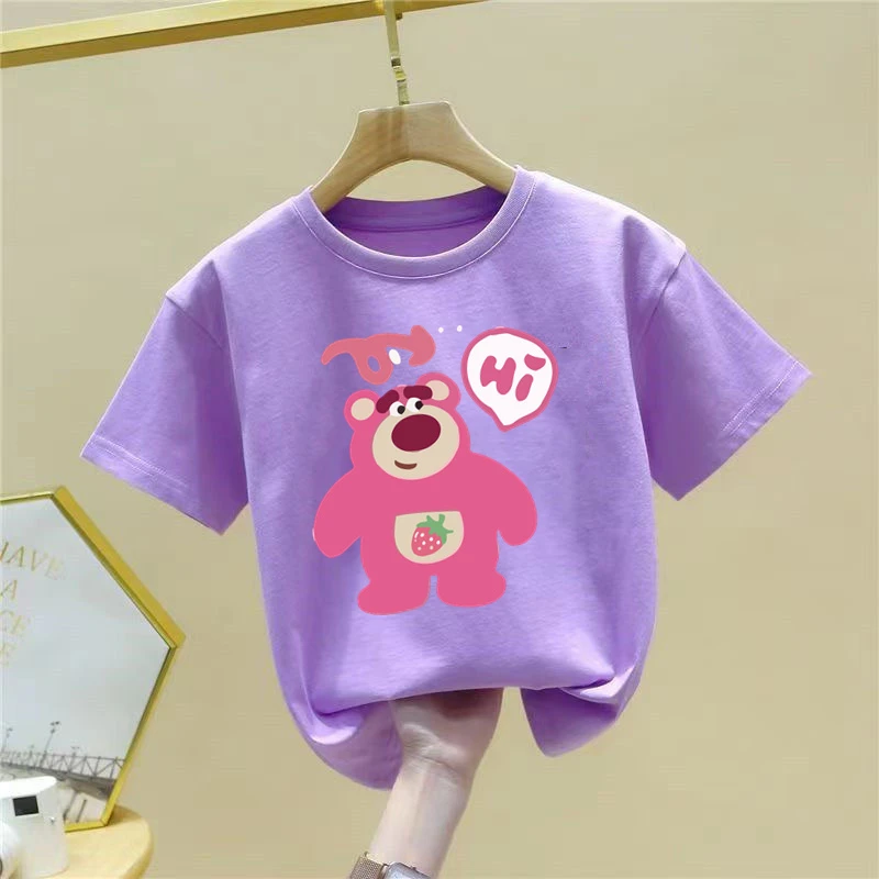 新款草莓熊儿童夏季纯棉T恤女童衣服高品质洋气宽松宝宝小女孩t恤