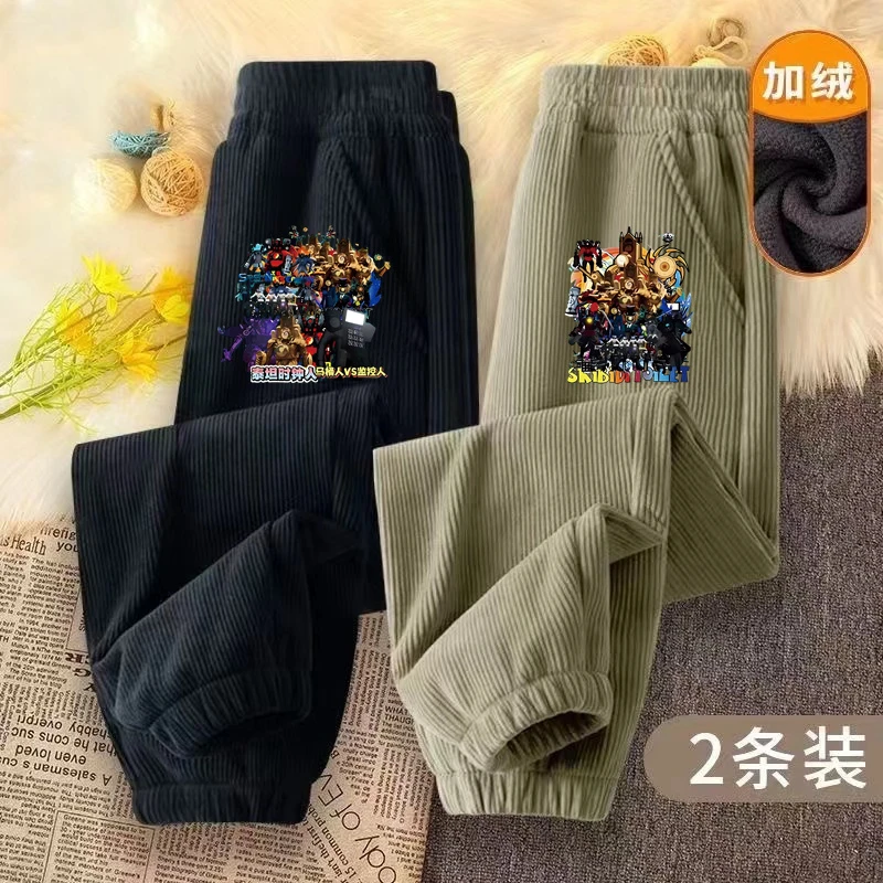 2023泰坦机器人秋冬儿童灯芯绒卫潮裤儿童绒裤加绒男童裤加绒pp裤