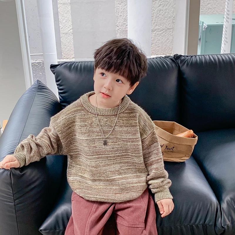 【欧系时尚】秋季男女童洋气套头毛衣儿童宽松时髦针织衫