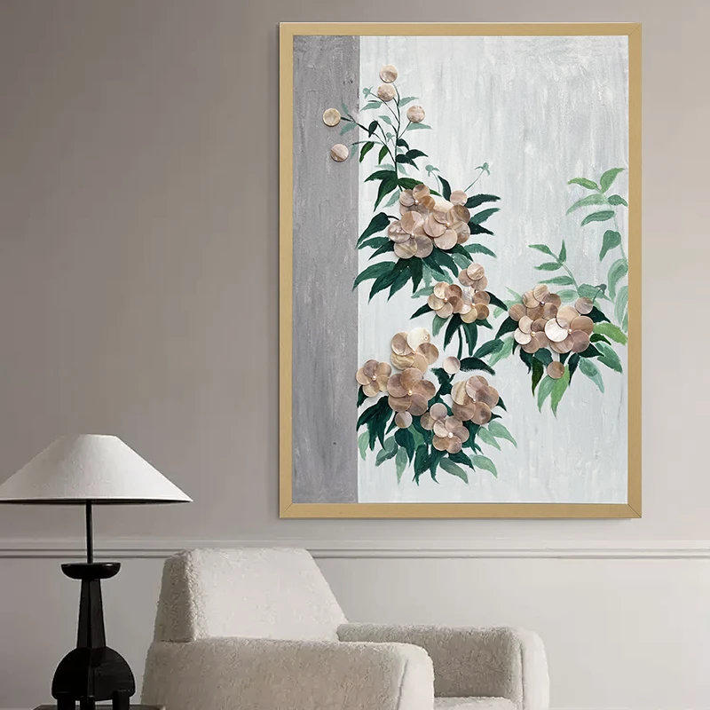 原创手工贝壳装饰画设计师款客厅餐厅立体草木芳华高级感家居现代