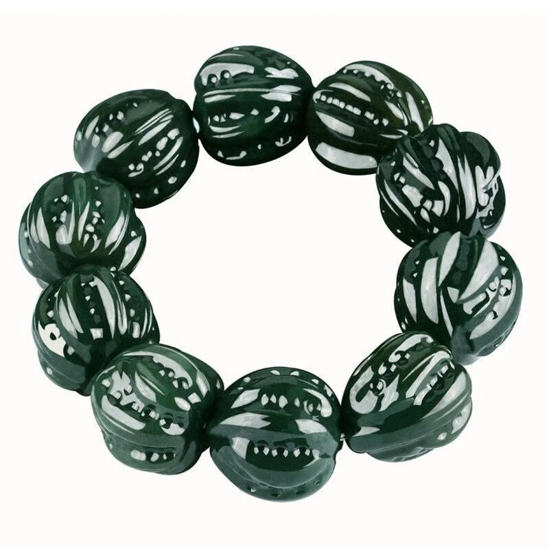 和田玉青玉盘完核桃手串时尚玉手串雕刻玉化精美手盘玩核桃