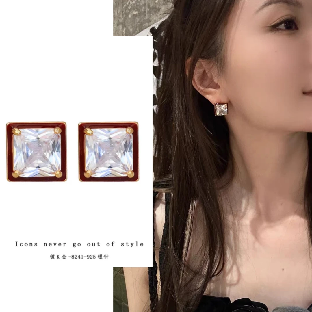 铜合金合成锆石耳饰 欧美时尚气质百搭耳钉 8126