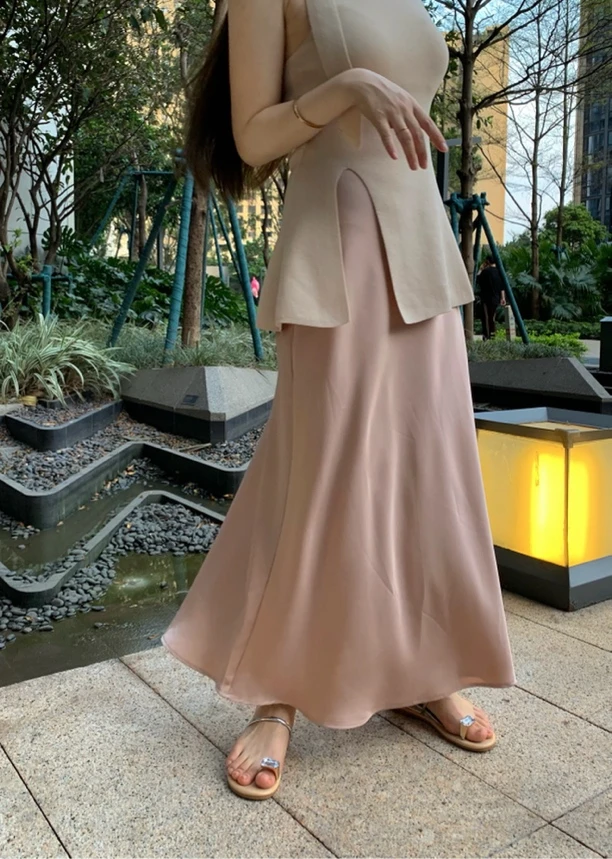 2024气质温柔女神风高腰显瘦遮肉半身长裙半身裙夏季显瘦半身裙