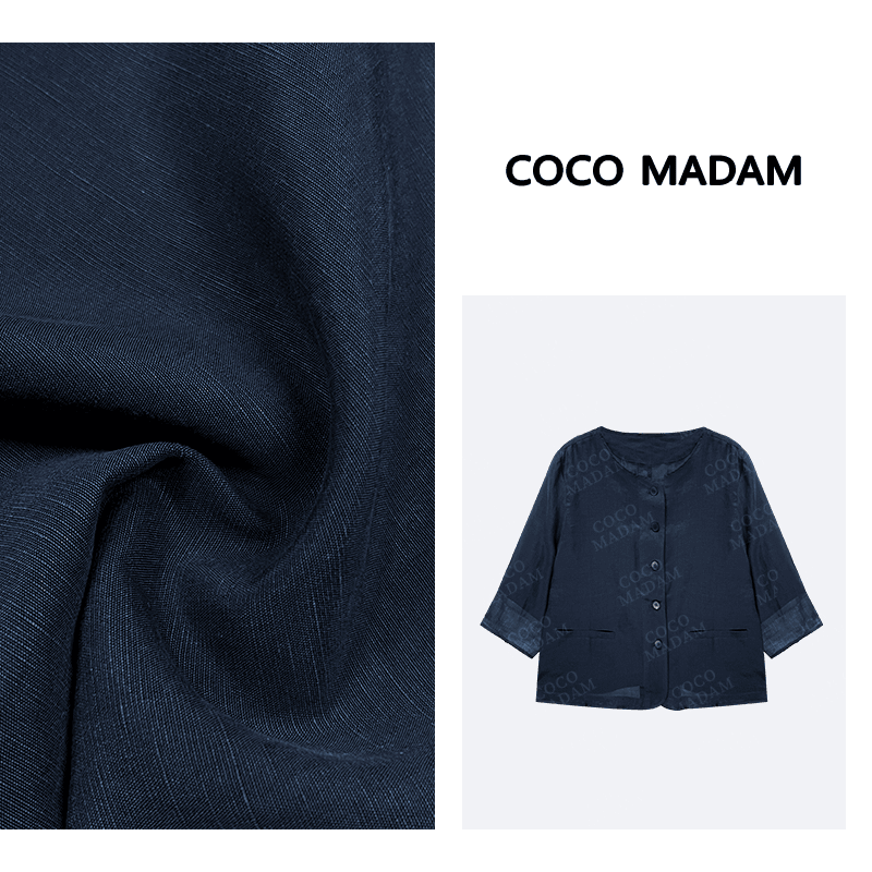 Xiu · Mao-427 新款时尚圆领单排扣翻边宽松休闲上衣