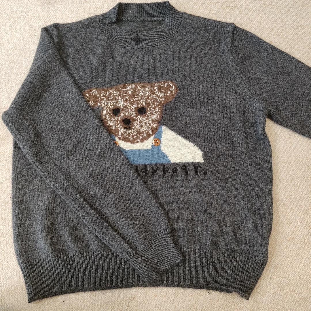 NIUNIU · Niu-125 冬季时尚百搭小熊圆领毛衣