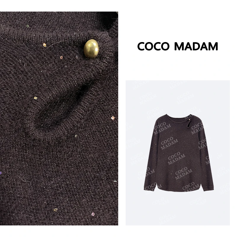 NIUNIU · Niu-294  100山羊绒重工亮片满天星气质圆领毛衣