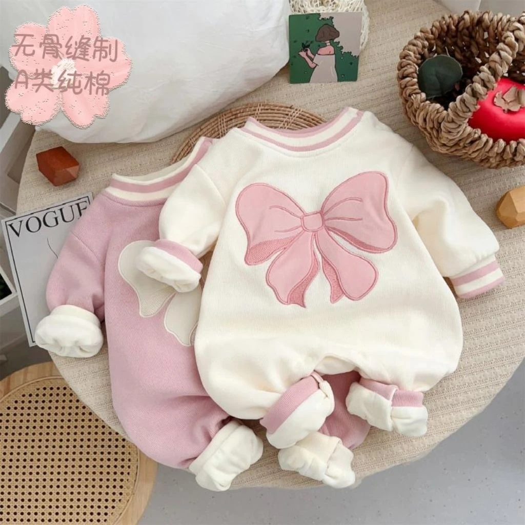 【冬季大促】秋冬婴儿加绒保暖连体衣2023新款0-12月宝宝甜美周岁