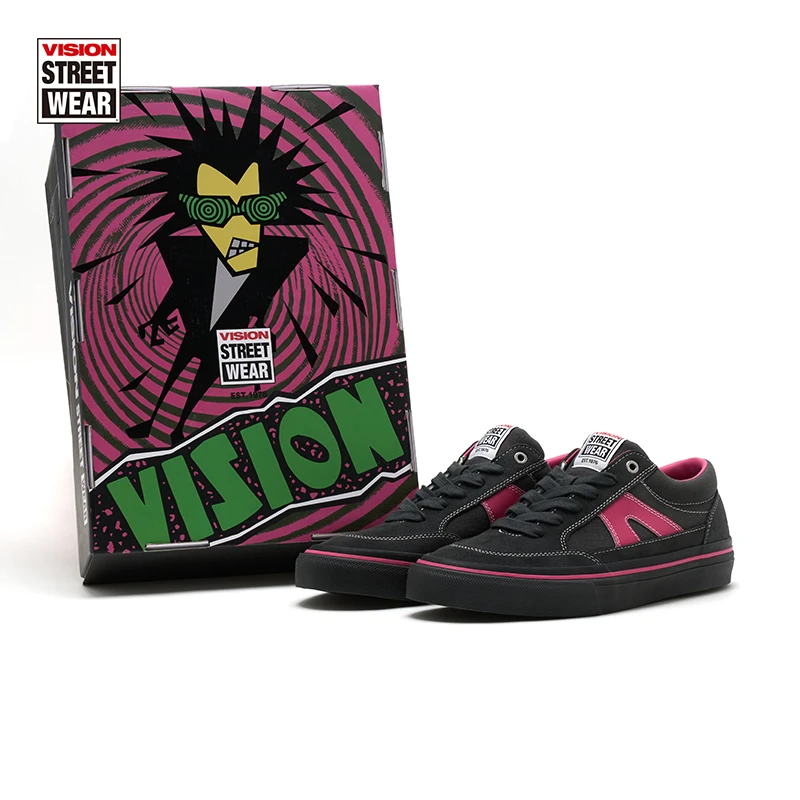 VISION PSYCHO STICK 红/黄 复古反毛皮帆布鞋街头运动板鞋