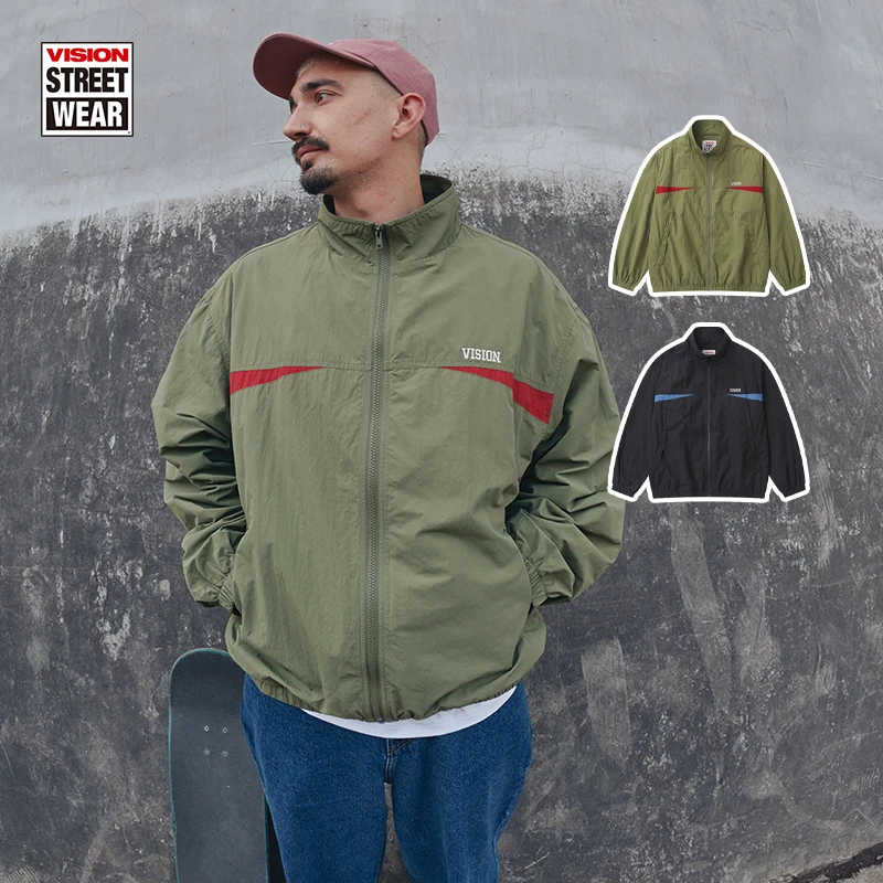 VISION 美式复古街头运动立领夹克防风外套2色休闲宽松飞行员秋冬