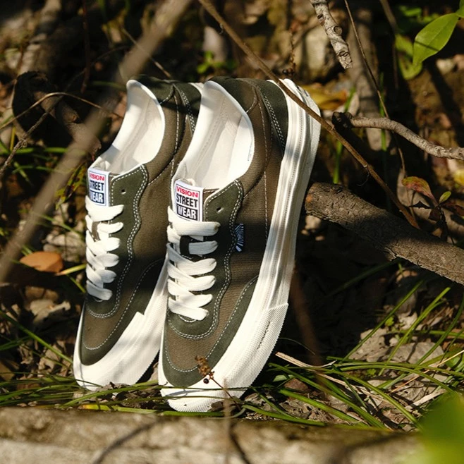 VISION FLAT TOP 橄榄绿街头运动休闲潮鞋夏季复古经典百搭低帮