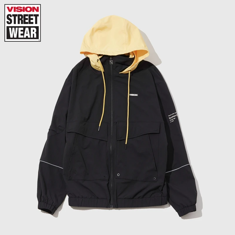 VISION街头经典宽松外套工装带帽男女同款大口袋连帽运动休闲上衣