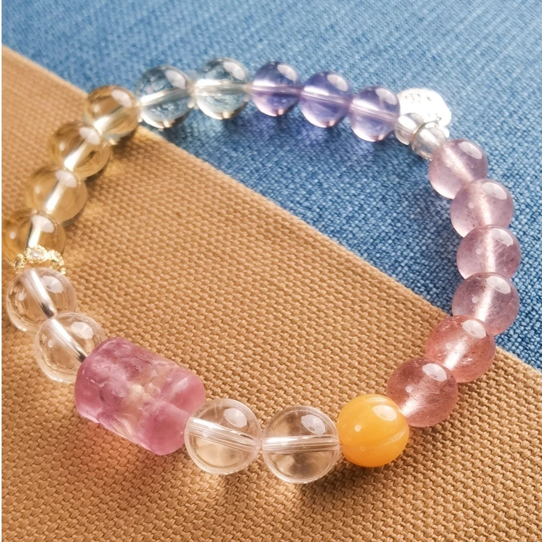 【牛女】天然水晶 家庭幸福 四季发财局 事业圆满时尚手串