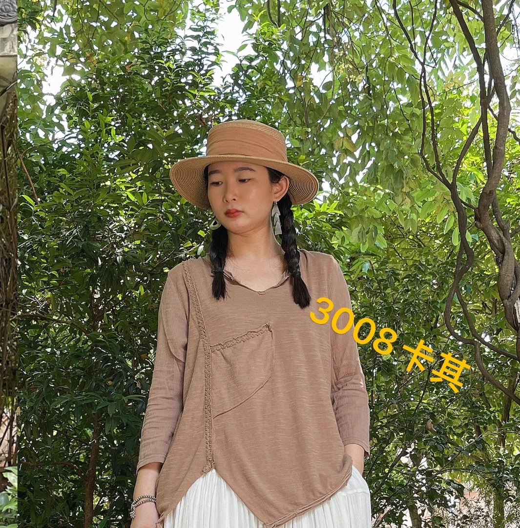 泽一原创亚麻打底衫复古秋季气质休闲百搭春秋