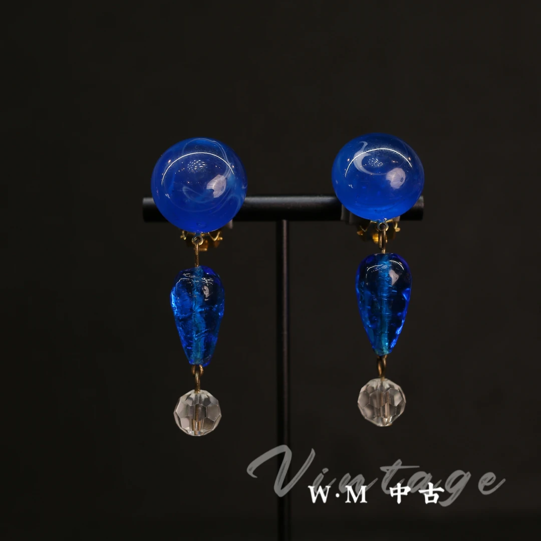 铜合金耳饰  W·M中古-vintage （法）法产扫肩耳夹