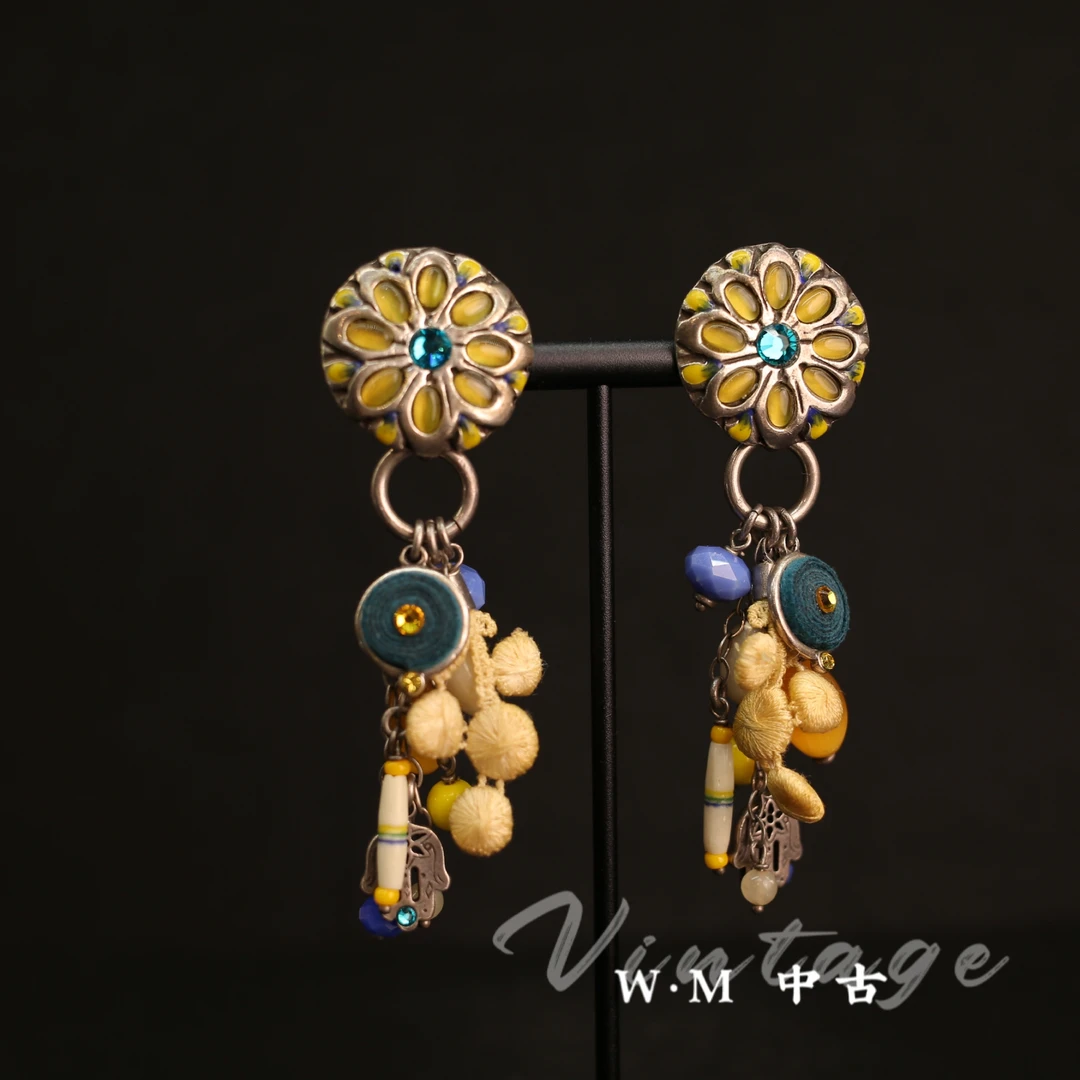 铜合金耳饰  W·M中古-vintage （法）法产扫肩耳夹