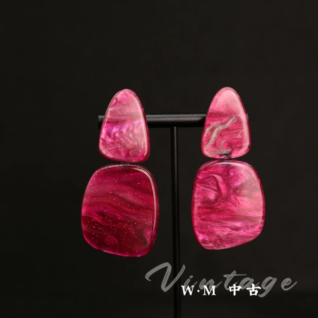 铜合金耳饰  W·M中古-vintage （法）法产扫肩耳夹