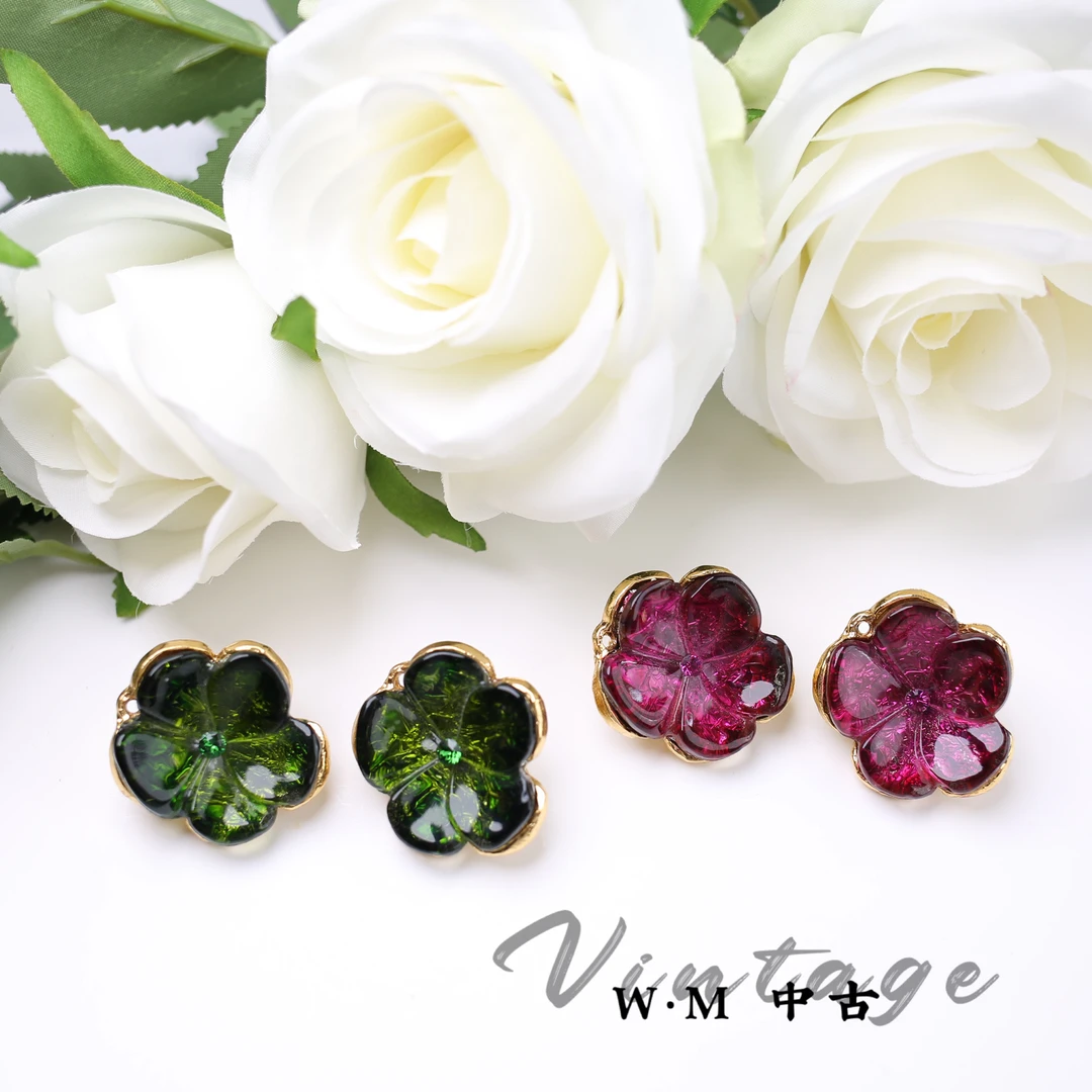 铜合金耳饰 W·M中古-Gavilane(法)琉璃耳夹(其中一款)