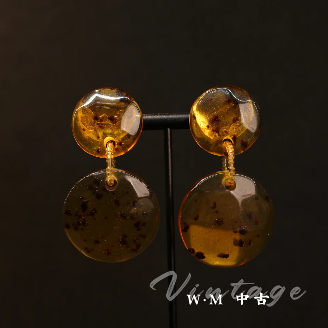 铜合金耳饰  W·M中古-vintage （法）法产扫肩耳夹