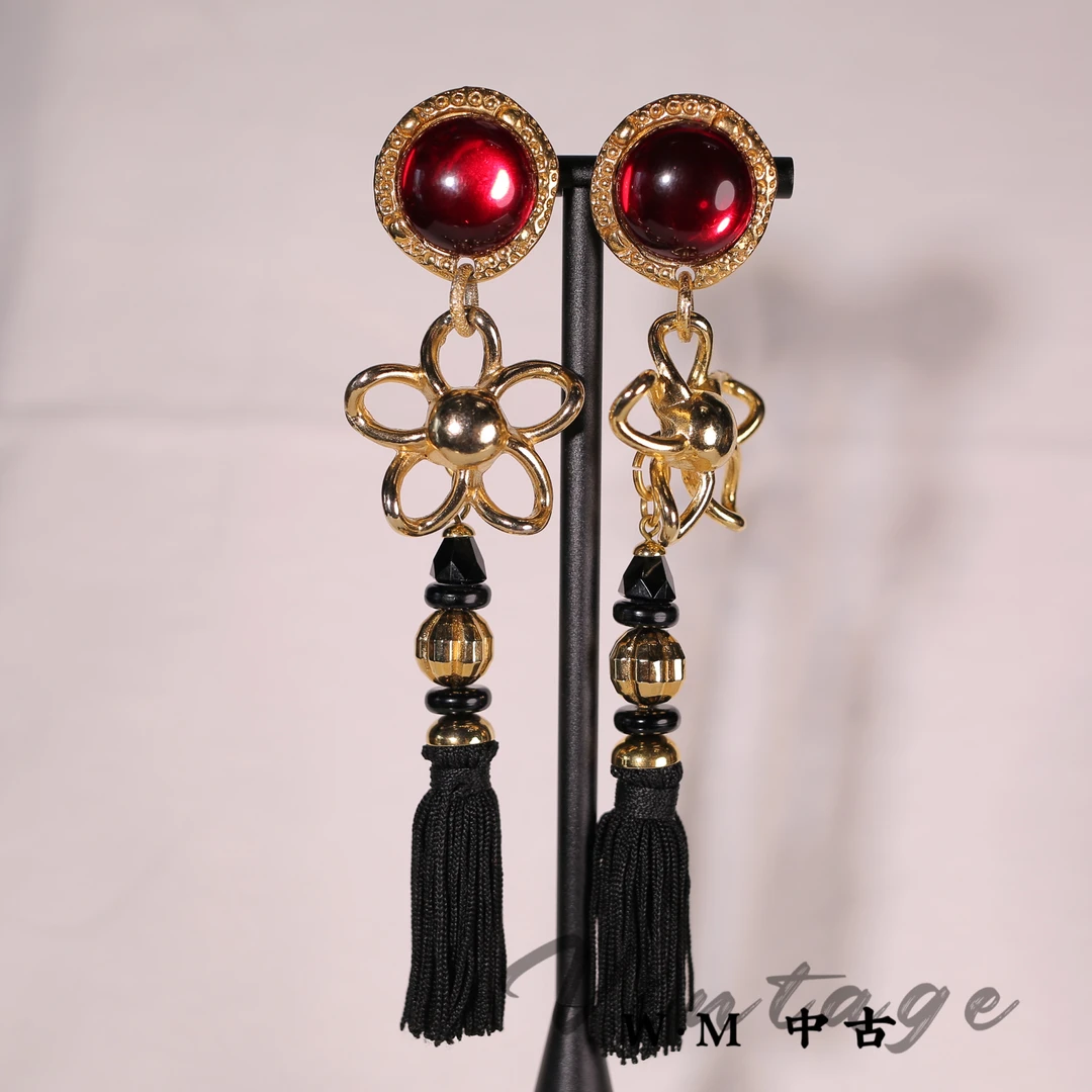 铜合金耳饰 W·M中古-vintage （法）法产扫肩耳夹