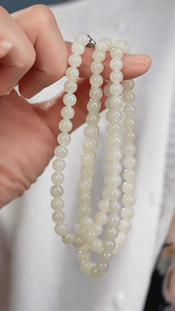 【闪购商品】和田玉颈饰未镶嵌暖白卡5-6项链一条