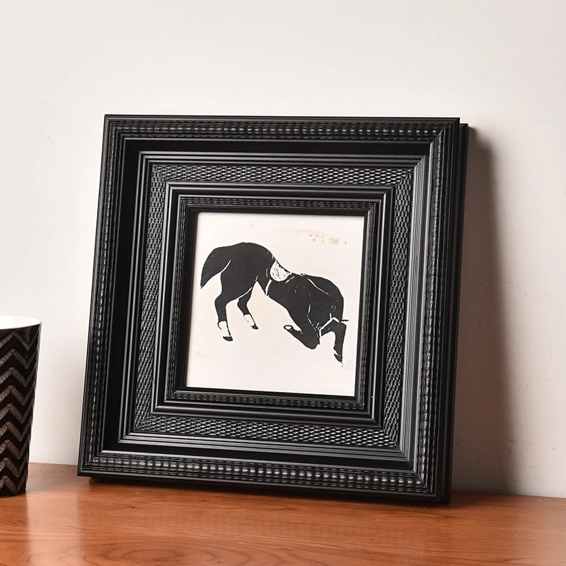 法式中古风实木画框挂墙定制装裱复古黑色高级感油画框空外相框架