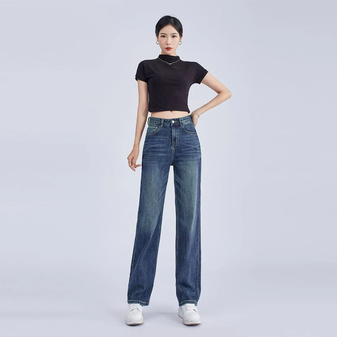 【2308】无弹设计款直筒裤显瘦百搭舒适休闲直筒牛仔裤