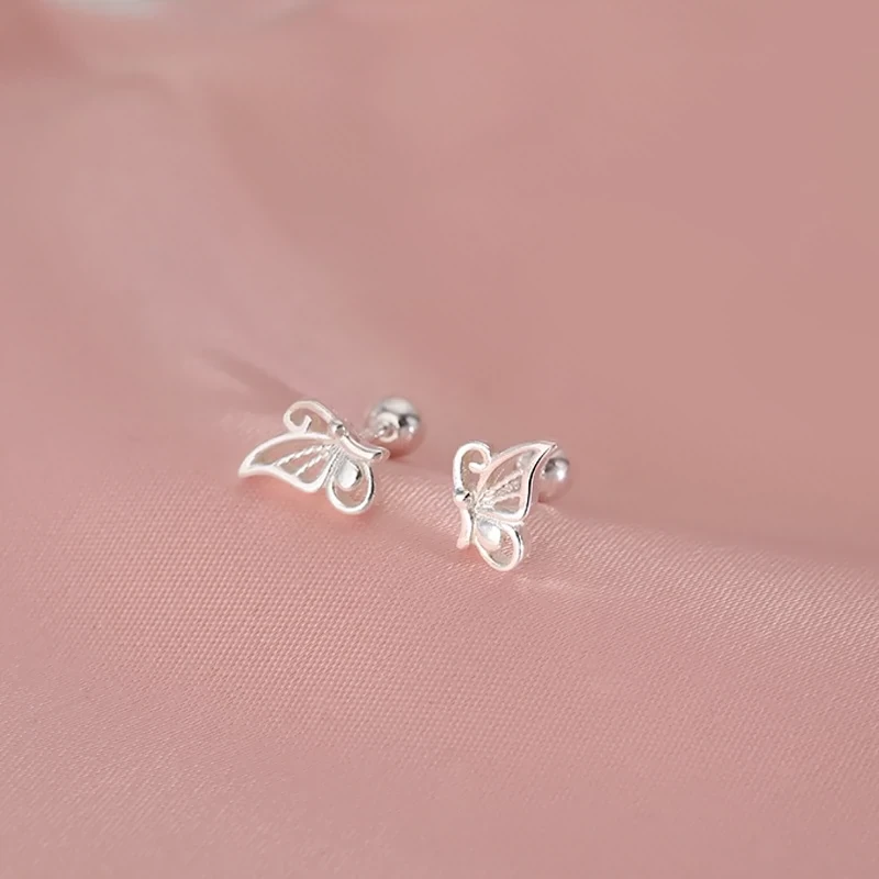 蝴蝶耳钉螺丝拧女2024年新款爆款轻奢小众设计简约百搭