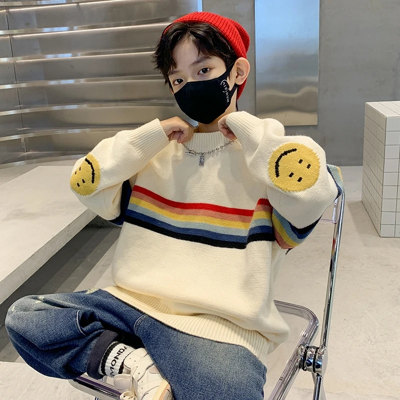 Loving Duck/爱萌鸭男童毛衣春秋款2024新款大童儿童打底针织衫