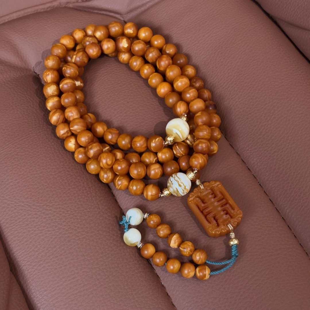 【亿轩臻选】ZX099411石膏橘皮花蜡108毛衣链diy金白珠9-13+