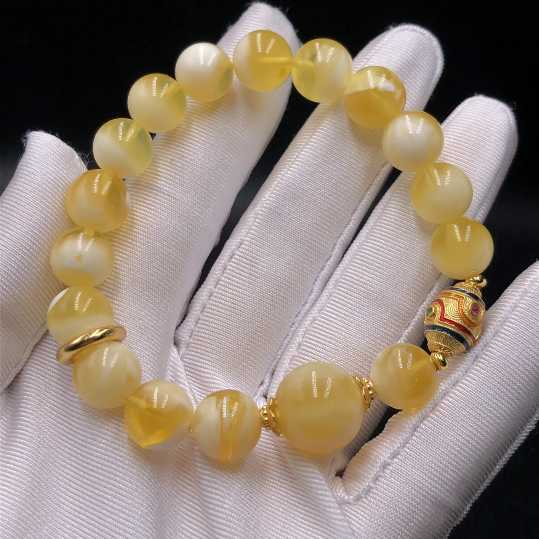 【亿轩臻选】ZX010001金白单圈手串diy珐琅彩10-13mm+