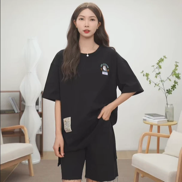 【商场同款】茵曼24夏季凉感休闲时尚显瘦T恤女装圆领短袖绣花上衣