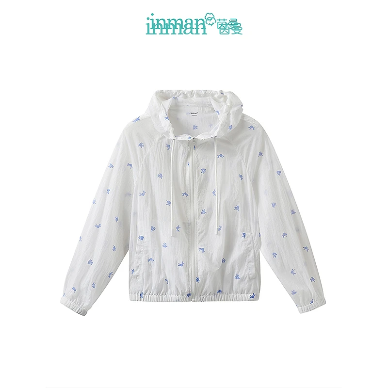 【万达品牌】茵曼夏季女短外套女装长袖休闲衫空调连帽新款宽松印花