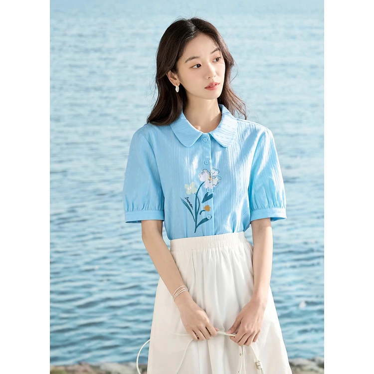 【万达品牌】茵曼夏季女衬衫爆款百搭时尚舒适休闲简约实用