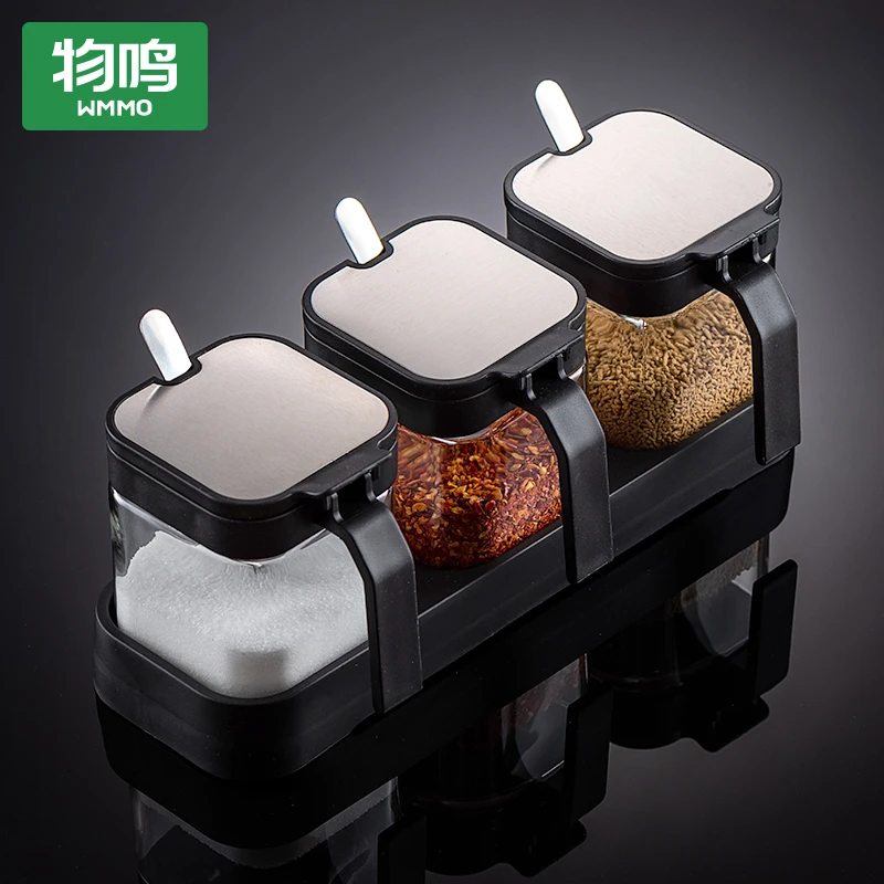 物鸣厨房调味瓶罐家用不锈钢盐味精调味料罐子盐罐调料套装调料罐