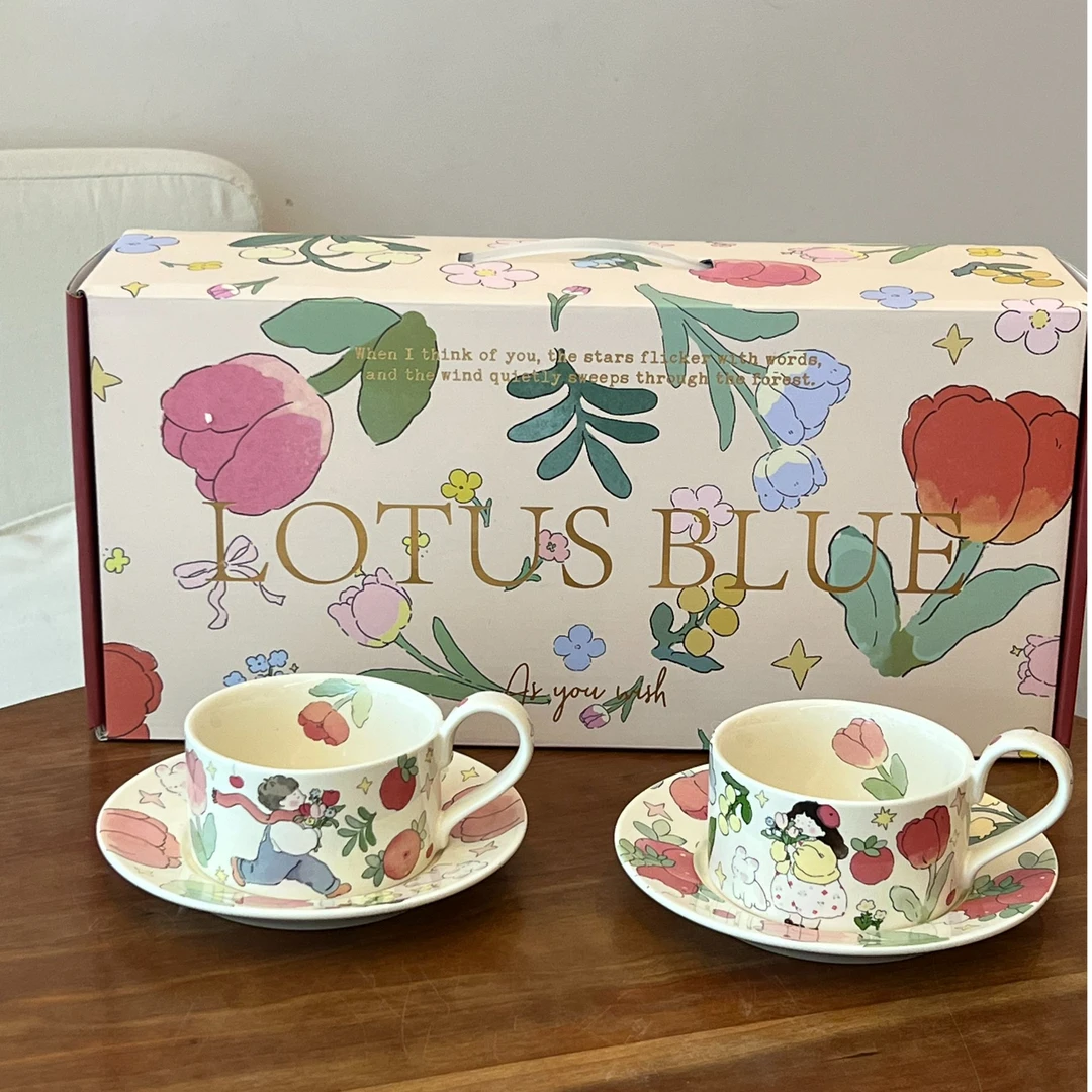 喜瓷咖啡杯碟套装礼盒情侣杯子一对情侣款新婚礼物马克杯办公室