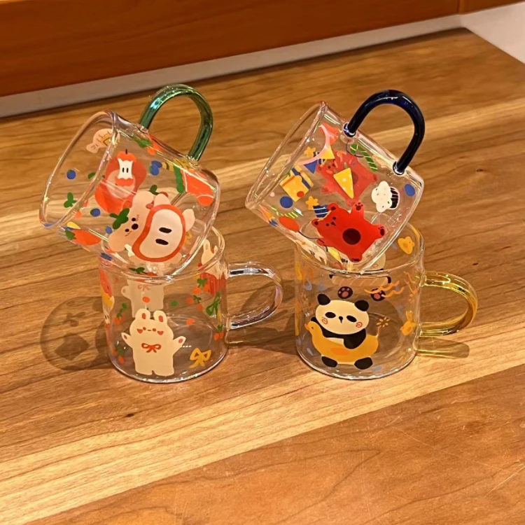 萌趣乐园小茶杯可爱玻璃杯子韩式小奶杯耐高温可爱微波杯