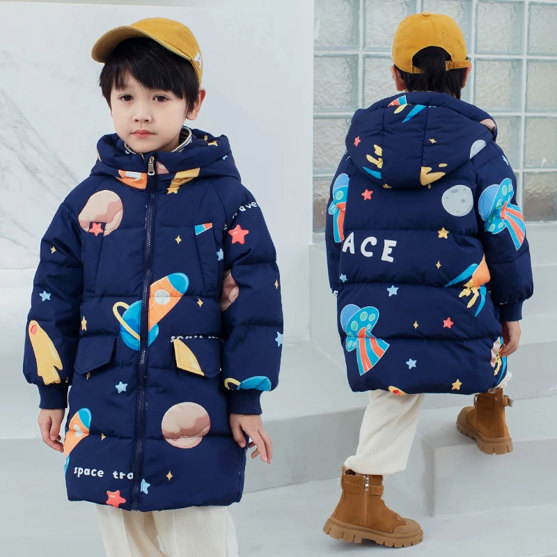 G.DUCKKIDS小黄鸭男童加厚羽绒服中长款冬季男女宝宝儿童保暖外套
