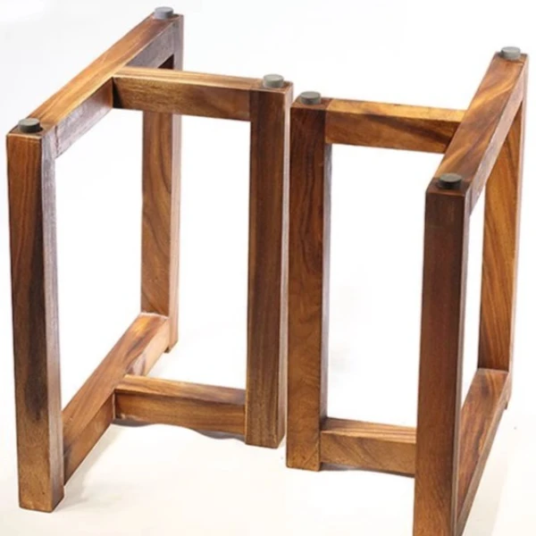 实木工字支架胡桃木大板茶餐桌腿配套桌脚架定制桌子腿三脚架台面