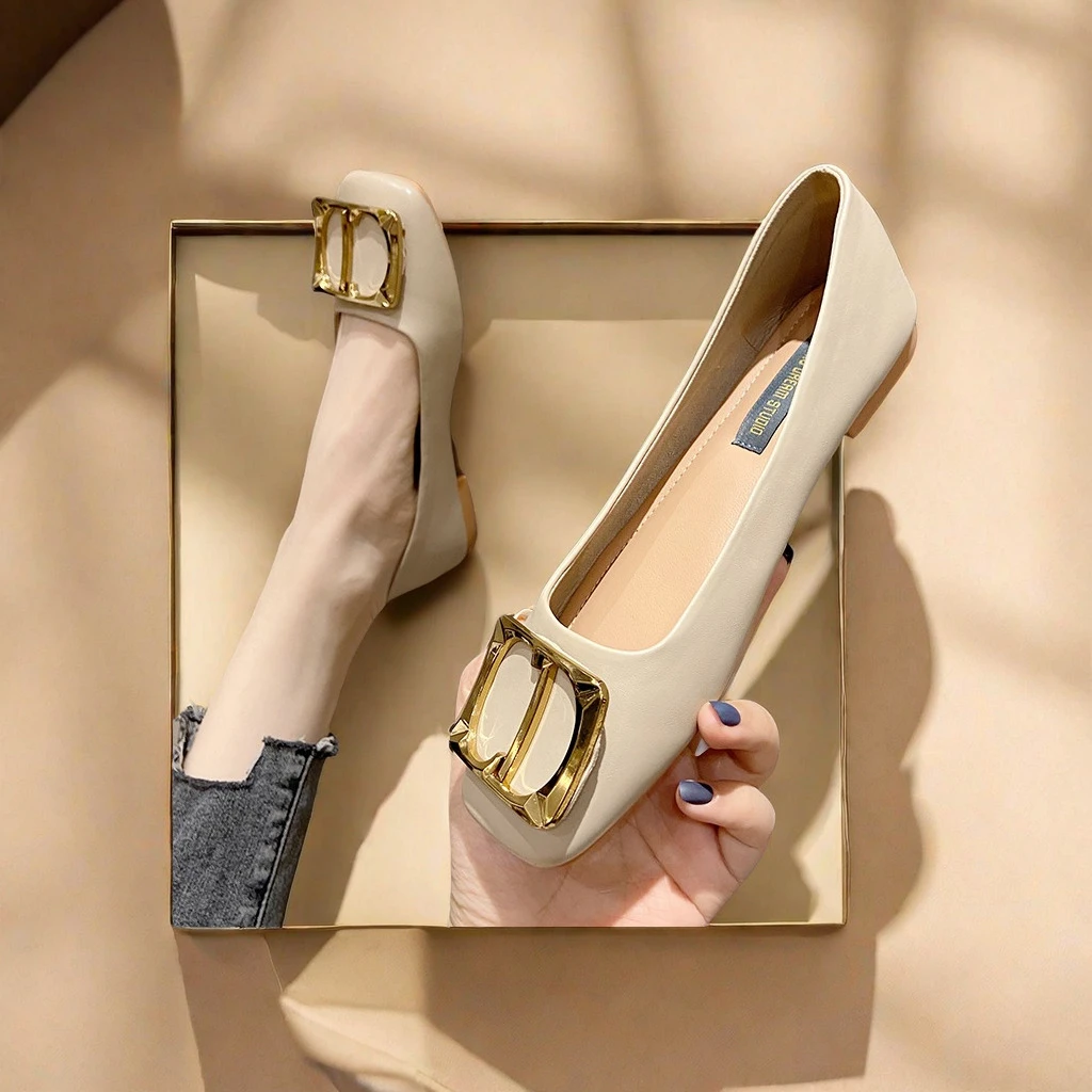 软底休闲风鞋女软皮平底鞋新款霸气鞋温柔时尚女鞋潮流瓢鞋春夏季