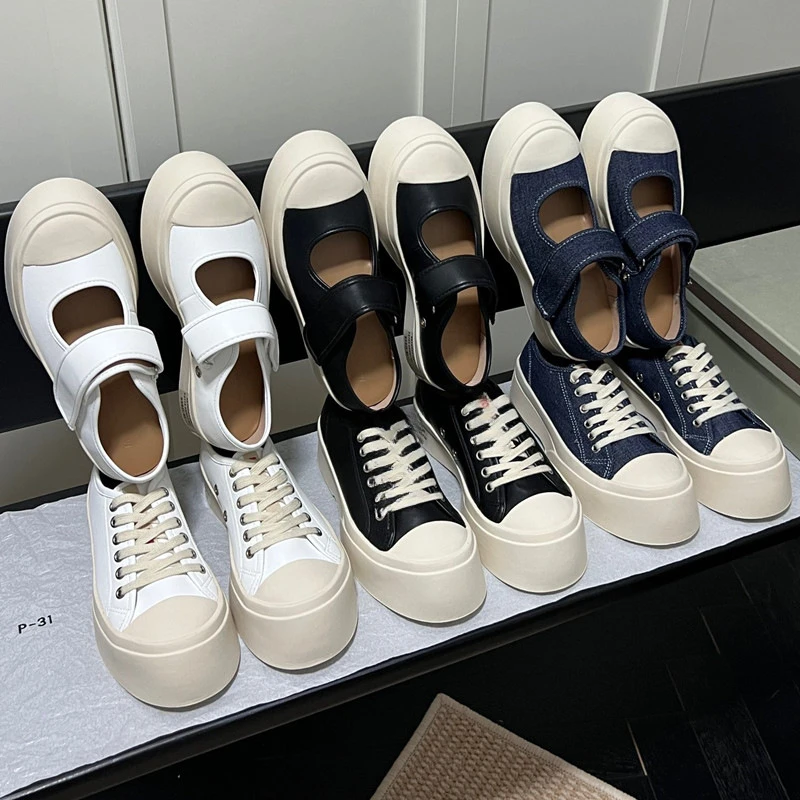 法式玛丽珍女鞋赵露思同款丑萌复古mona大头小白帆布厚底春夏单鞋