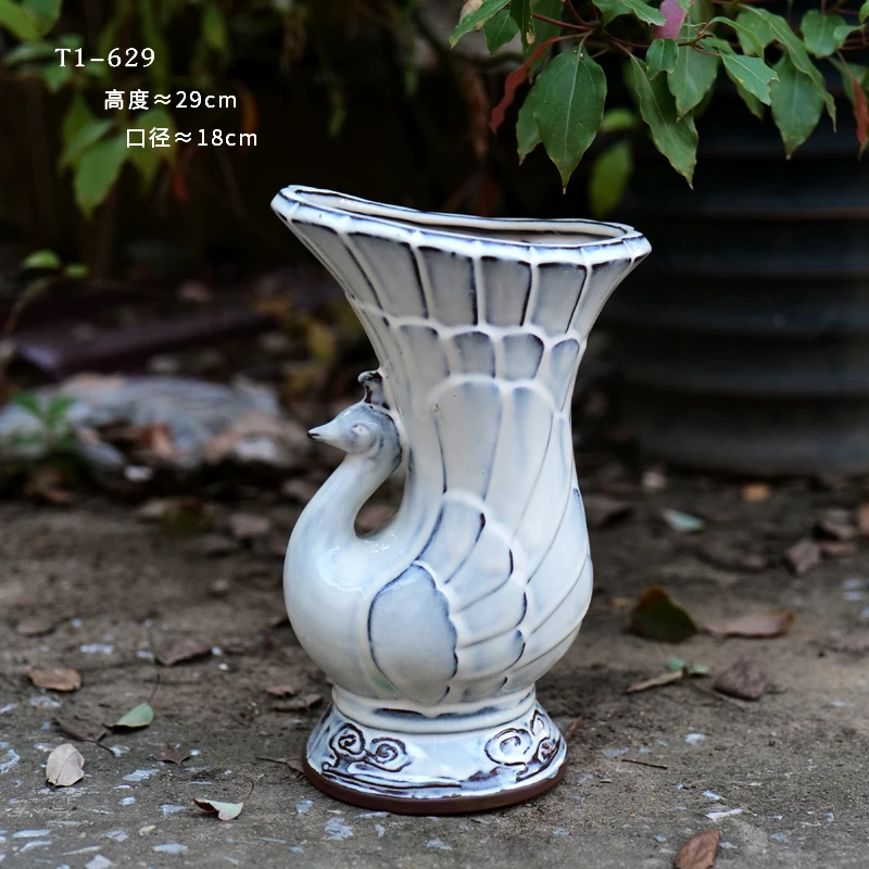 T1-629多肉花盆陶瓷透气粗陶创意大小口径简约新款粗陶绿植盆
