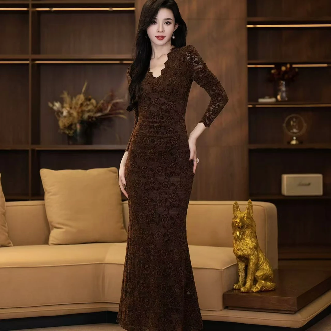 【yola】摩卡秋季新款法式气质收腰显瘦鱼连衣裙-YL11134